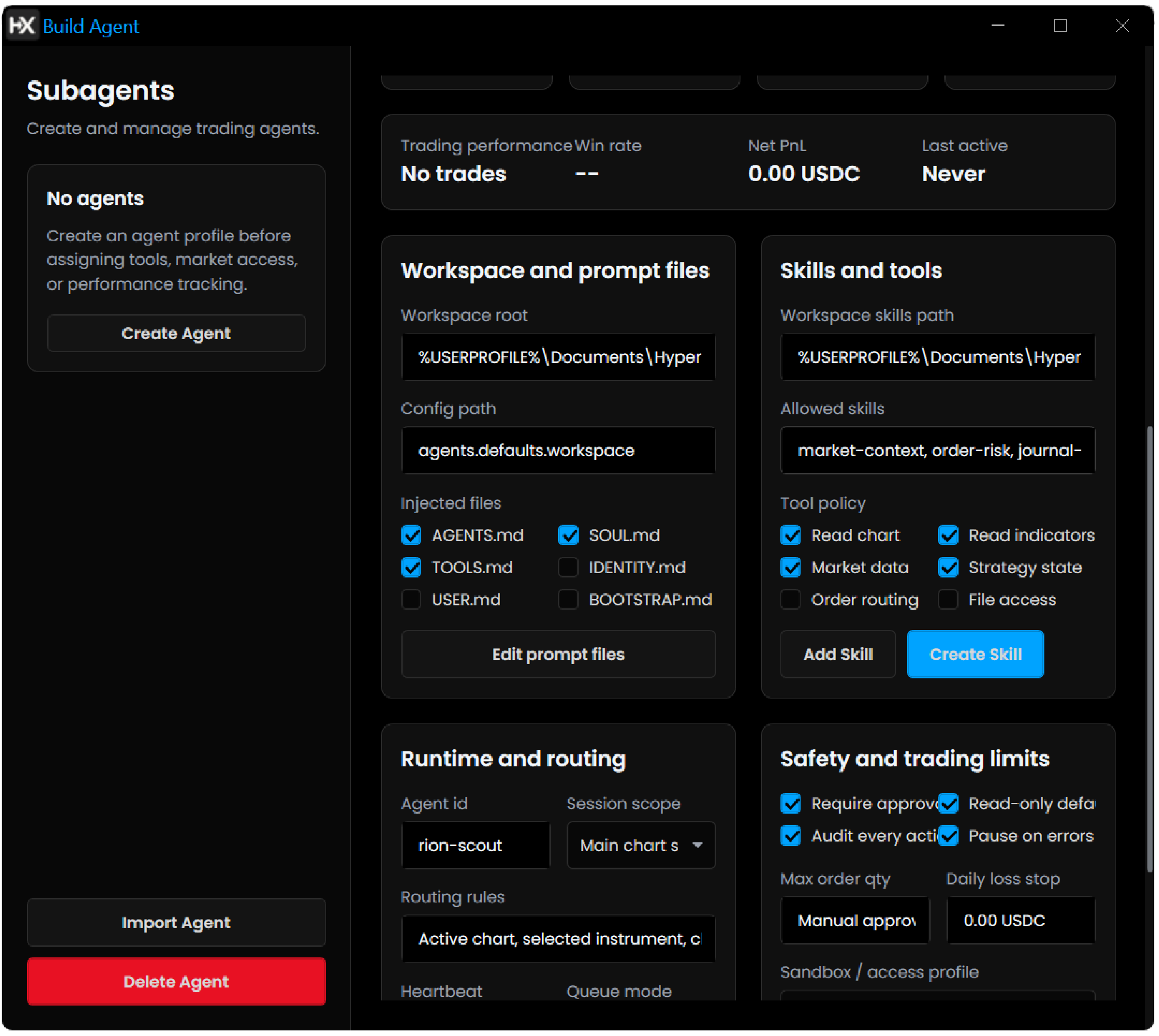 HyperionX agent issue feedback screen
