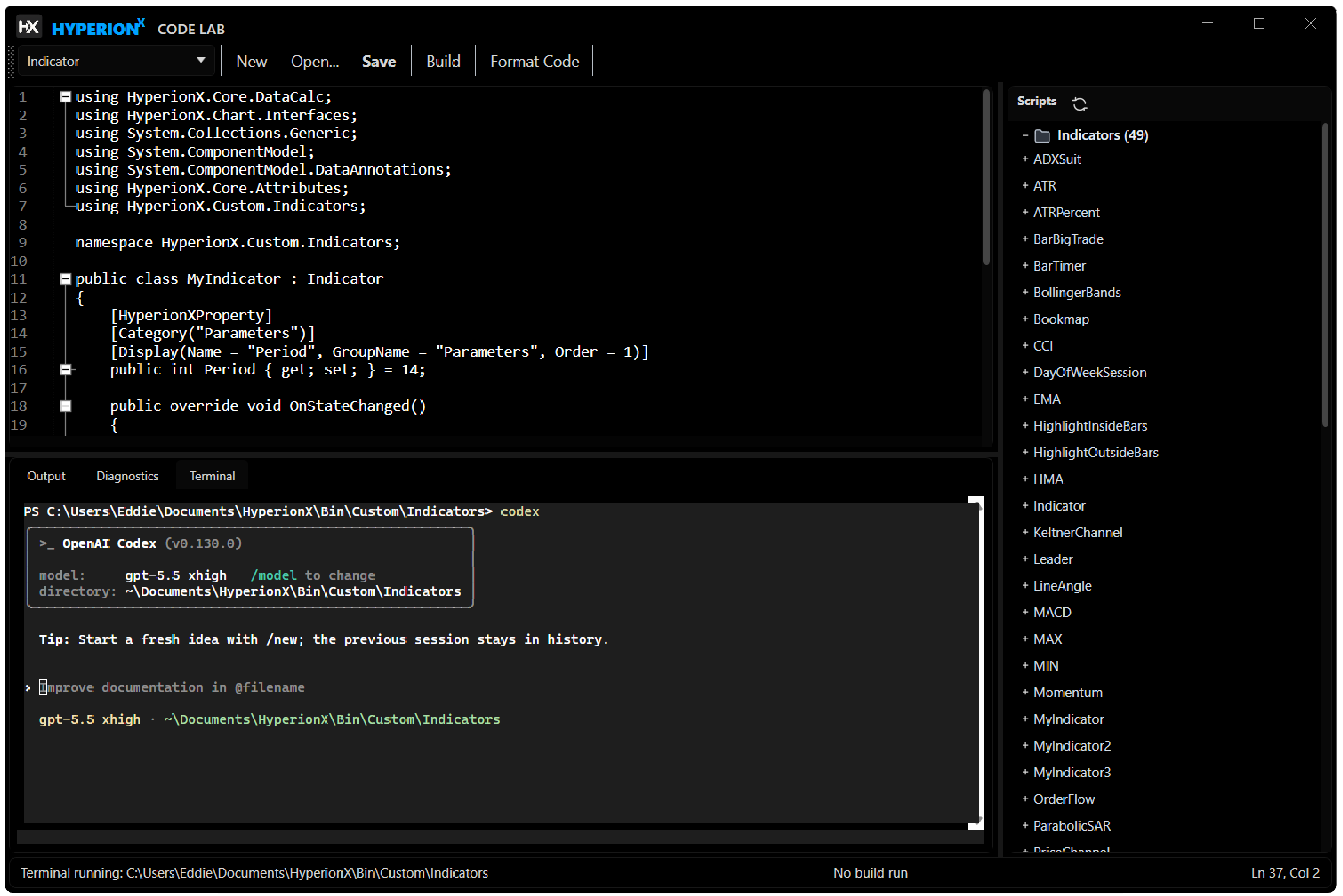 HyperionX CodeLab programming interface