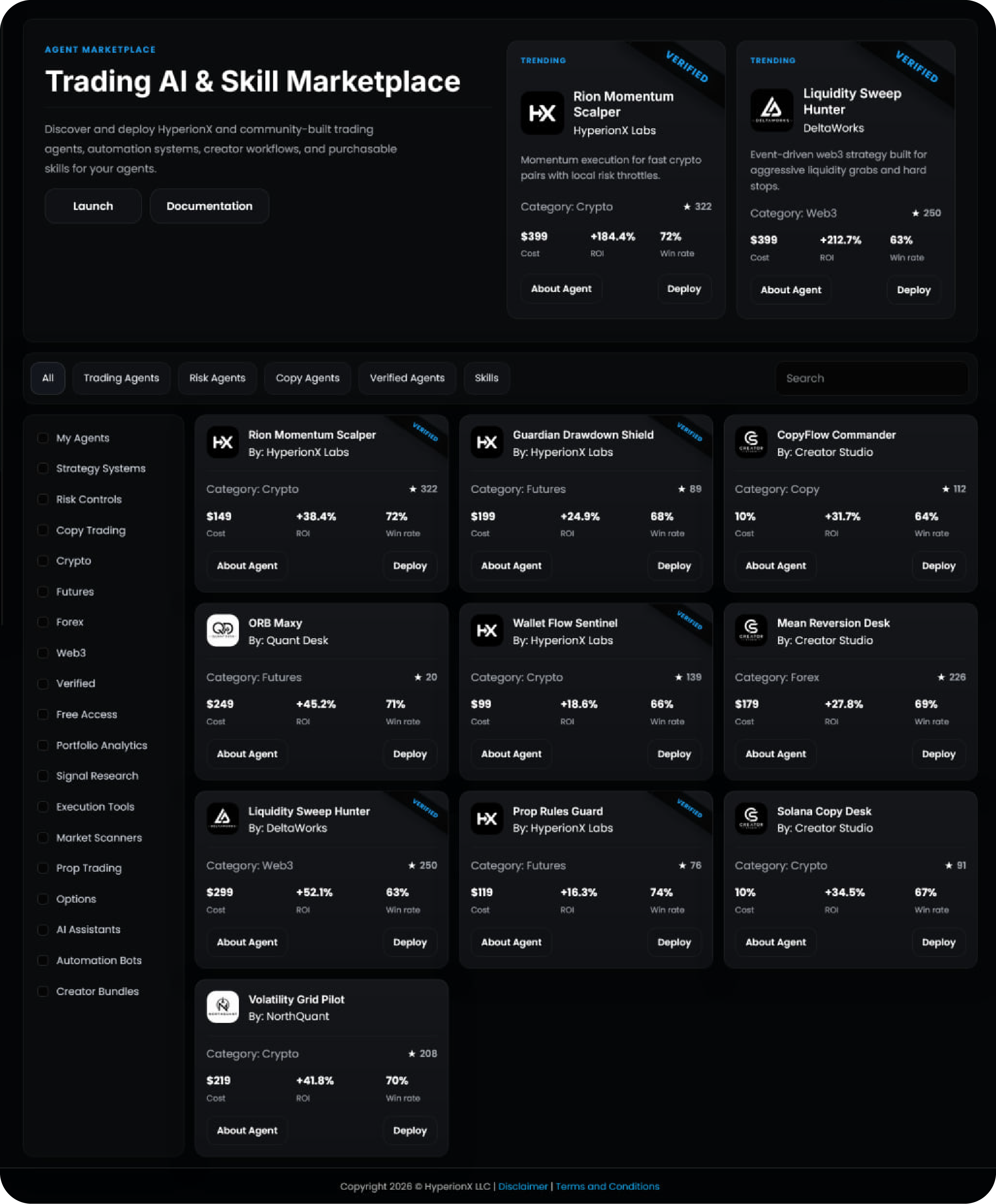 HyperionX Agent Marketplace preview